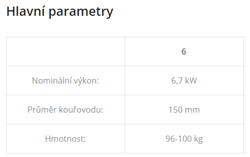 c six hlavní parametry